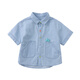 Papa new product crawling summer children's shirt boys embroidered denim top cool sun protection cute and versatile light blue 90