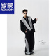 ROMON V37 American retro high street contrasting color shawl sports sweatshirt men's autumn fashion brand loose casual gray couple suit suit black M (105-120Jin Jin equals 0.5 kg)