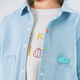 Papa new product crawling summer children's shirt boys embroidered denim top cool sun protection cute and versatile light blue 90