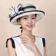Women's top hat, high-end, elegant, fashionable and elegant spring and summer hat, fisherman's hat, French roll-edge top hat for women, Philippine linen, off-white, black edge -M5190-1, adjustable 54-58cm windproof rope hat holder