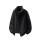 Cotton Jacket Men's Spring and Autumn American Stand Collar Pilot Solid Color Jacket Loose and Versatile Jacket Black XL