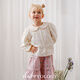 Happyology British children's spring and summer new tops girls children's clothing long-sleeved embroidered lapel lace shirt almond white 104 (104cm)
