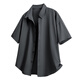 Woodpecker (TUCANO) drapey ice silk black short-sleeved shirt men's summer solid color loose half-sleeved shirt jacket 1XM13/CY008 black long sleeve 4XL recommended 180-190Jin Jin equals about 0.5 kg