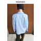 MANGO Women's Shirt 2026 Spring New Classic Casual Striped Print Commuting Shirt Blue S