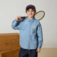 MQD Boys' College Style Travel Wear Lapel Denim Shirt Washed