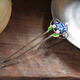 Meng Junchen S925 silver hairpin burned blue pearl retro antique style hairpin U-shaped short Hanfu palace headwear Chinese style