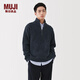 MUJI Men's Wool Medium Gauge Ribbed Knit Half-Zip Sweater 25 Years Winter Men's Clothing AA0TWA5A Smoked Blue M (170/92A)