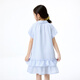 Xiaoyinman children's clothing girls cute puff sleeve dress 26 mid-summer big children's shirt lapel comfortable casual skirt blue strip 110