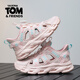 Talking Tom Children's Shoes Boys' Sports Sandals 2026 Summer Medium and Large Children's Breathable Hollow Children's Frame Shoes Girls' Sandals 12 Years Old XFL206 Pink 30 Shoe Inner Length 19cm