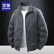 Luo Meng Spring Jacket Men's Trendy Brand Stand Collar Embroidered Letters Charge Top 2026 New Spring and Autumn Casual Clothes Dark Gray XL Recommended 120-135 Jin Jin equals 0.5 kg