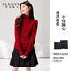 Salaviv sweater for women autumn and winter 2025 new polo lapel soft and waxy can be worn outside and inside as a base layer sweater top red XL