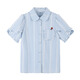 Xiaoyinman children's clothing girls plaid shirt breathable lace cuffs 26 summer mid-sized children's lapel casual top blue 150