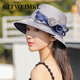 GEFWEIMKL high-end silk sun hat women's summer breathable sun hat women's sun protection versatile mulberry silk fisherman hat women's purple M (56-58cm)