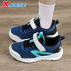 Xtep children's 2026 spring new boys' soft-soled Velcro anti-slip sports running shoes for middle-aged and older children, black/light willow green, dense mesh and breathable 33
