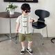 Ultraman boys new Chinese short-sleeved shirt suit summer 2025 new children's baby summer suit two-piece Chinese style Tang suit green 100 cm