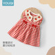 Youqi baby summer dress 2026 new children's princess style vest red plaid baby summer dress skirt red 73