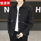 Hengyuanxiang Lapel Work Jacket Men's Spring and Autumn New Trendy Brand Casual Simple Versatile Solid Color Loose Top Jacket Black M