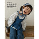 Young girls 2026 spring new long-sleeved ruffled lace floral shirt layered denim suspender children's cover