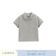 White wheat children's 2025 summer new short-sleeved parent-child clothing for a family of three antibacterial pony cotton polo shirt gray 90 cm