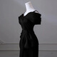 UKUHPK one-shoulder black evening dress 2026 banquet-style fishtail skirt light luxury niche host dress black tail XL