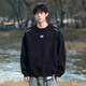 Playboy 400g American heavyweight men's sweatshirt high street trendy casual loose couple top spring American round neck jacket black M