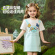 ASK JUNIOR children's skirt 26 summer thin breathable T-shirt skirt girls fake two-piece children's dress blue 100