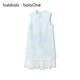 BALABALA children's clothing girls skirt children's dress 2026 summer new style new Chinese style cheongsam skirt splicing mesh blue and white tone 00381 90
