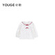 YOUGE spring new sweet bow navy collar shirt for infants and young children, loose and comfortable top