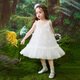 ASK JUNIOR children's skirt summer children's mesh princess skirt girls suspender travel holiday dress performance skirt white