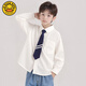 G.duck boys' college style tie white shirt spring and autumn new children's long-sleeved shirt cotton baby boy spring top white free tie 100 cm