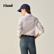 ELANDEland shirt women's cotton contrasting lapel single-breasted long-sleeved top 2025 new EEYWF49E02 gray 160