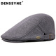 Denssyne beret men's four-season double-layer windproof cotton outdoor leisure all-match travel black forward hat middle-aged and elderly hat black one size adjustable (55-59cm)