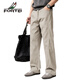 FORTEI luxury high-end brand men's straight casual pants American retro solid color simple spring new loose trousers for men navy blue 2XL suitable for 170-190Jin Jin equals 0.5 kg