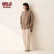 MUJI Women's Easy-drying Plain Three-quarter Sleeve Long Top Women's Shirt Shirt Japanese Jacket Women's Fall 25 Dark Brown M (160/84A)
