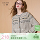 Sancai 2025 new winter style loose lazy jacquard sweater long-sleeved single-breasted cardigan retro jacket M