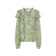 Eveli (eifini) Zhu Zhu endorses Eveli green cashew flower ruffle shirt 2026 new exquisite design small top green pre-sale April 8th M