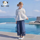 CHANZUIGOU children's clothing girls pastoral floral doll shirt 2026 summer new style pure cotton vitality sweet shirt blue 140 cm