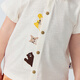 Minibala boys' short-sleeved shirt, soft and breathable, cute animal bamboo cotton T-shirt, easy to put on and take off, ivory white 10402 90