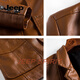 JEEP SPIRIT Men's Leather Jacket Men's Motorcycle Leather Jacket Slim Trendy Handsome Suit Collar Top Men Brown M 100-115 Jin Jin is equal to 0.5 kg