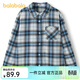 Balabala Boys' Shirt Children's Long Sleeve 2025 New Autumn Clothes Girls Plaid Jacket Same Style in Shopping Malls Blue and White Tone 00481 90