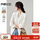 Chandubila Contains Linen 2025 Autumn One-button Shoulder Pad Lace Cuffs Notched Lapel Three-quarter Sleeve Blazer
