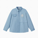 MQD Boys' College Style Travel Wear Lapel Denim Shirt Washed