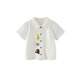 Minibala boys' short-sleeved shirt, soft and breathable, cute animal bamboo cotton T-shirt, easy to put on and take off, ivory white 10402 90