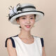 Women's top hat, high-end, elegant, fashionable and elegant spring and summer hat, fisherman's hat, French roll-edge top hat for women, Philippine linen, off-white, black edge -M5190-1, adjustable 54-58cm windproof rope hat holder