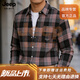 JEEP SPIRIT Jeep American plaid shirt men's long-sleeved loose work shirt trendy casual jacket men 2026 spring model brown M