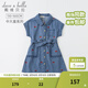 DAVE&BELLA Women's Summer Skirt Girls' Dress Children's Princess Dress Little Girls Summer Clothes Middle-aged Girls' Clothes 9-12 Years Old Summer Denim Blue 150 cm (recommended height 140-150cm)