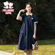 Fuluo Mi Girls Skirt 26 Summer New Casual Contrast Color Girls College Style POLO Collar Dress Navy 165