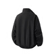 Cotton Jacket Men's Spring and Autumn American Stand Collar Pilot Solid Color Jacket Loose and Versatile Jacket Black XL