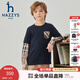 HAZZYS children's clothing boys' crew neck shirt autumn new pique stitching long-sleeved T-shirt navy 165