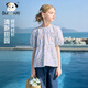 CHANZUIGOU children's clothing girls pastoral floral doll shirt 2026 summer new style pure cotton vitality sweet shirt blue 140 cm
